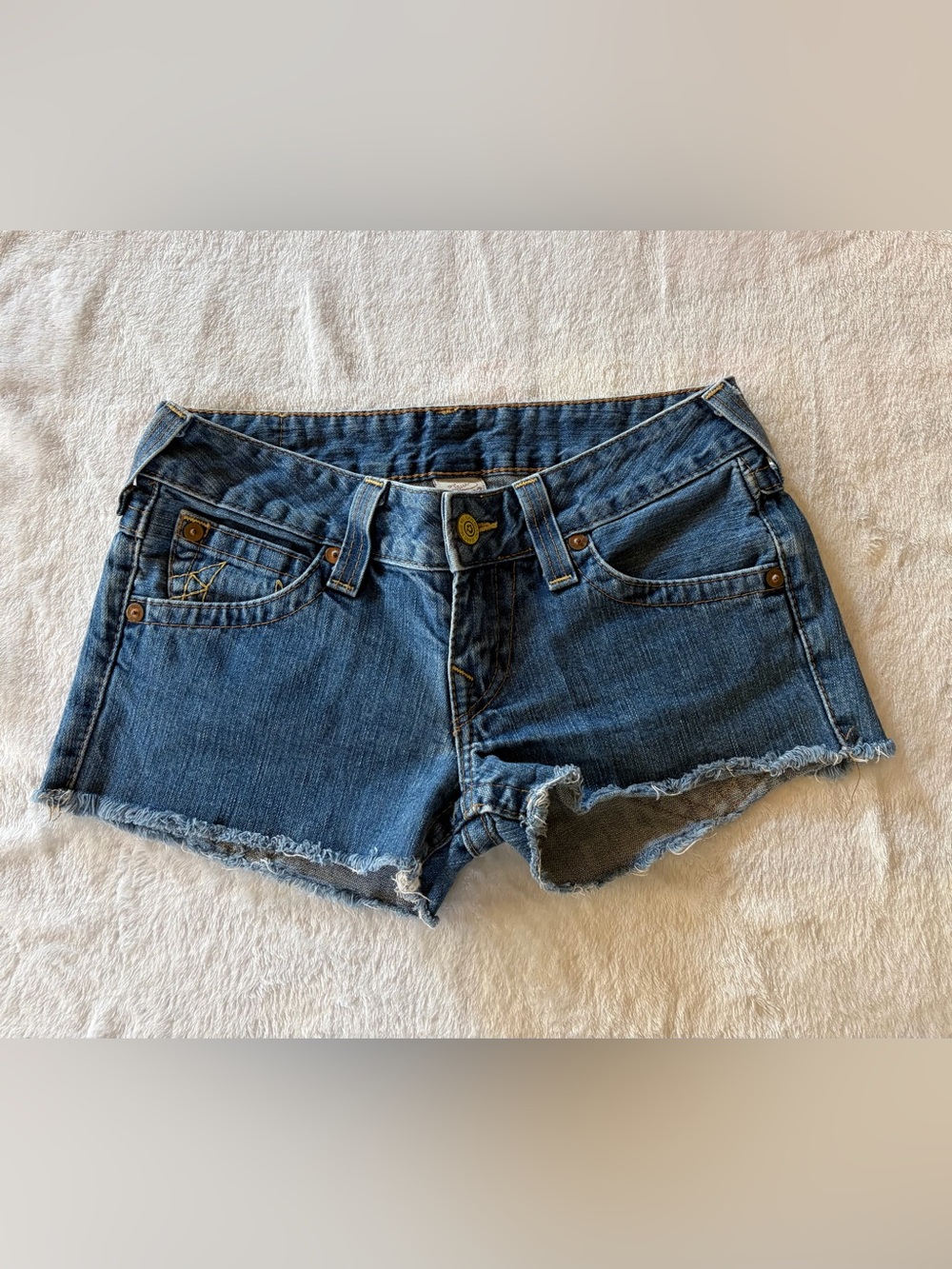 Y2K True Religion Joey Low-Rise Cut-Off Denim Shorts